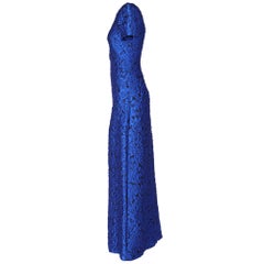 2000s Alexander Terekhov Blue Jacquard Dress