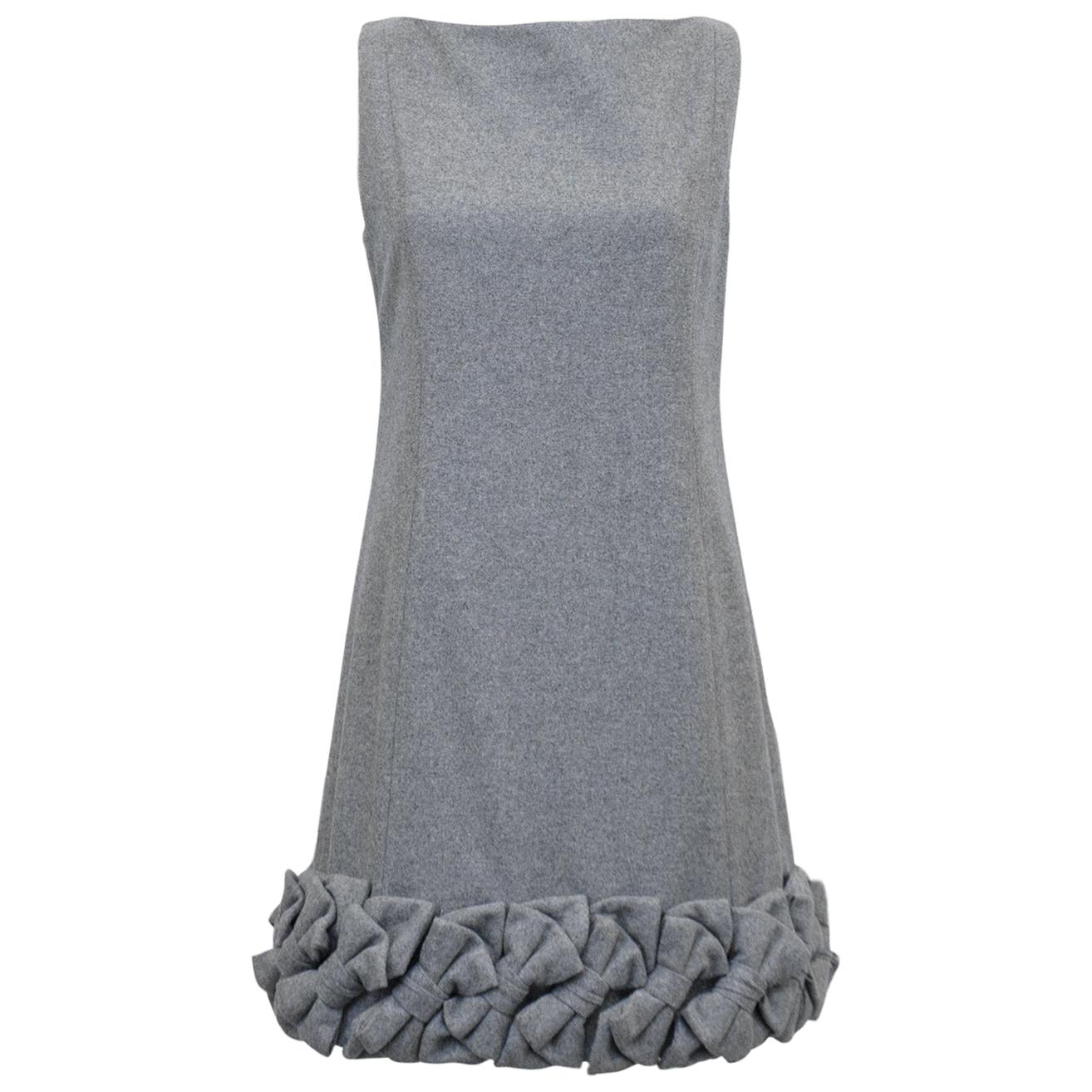 2000s Alexis Mabille Demi Couture Grey Wool Dress 