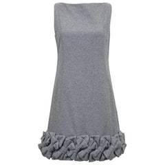 2000s Alexis Mabille Demi Couture Grey Wool Dress 