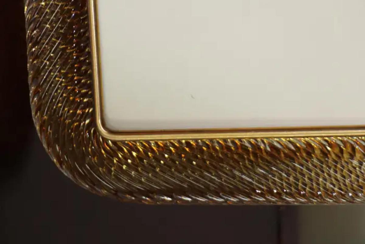 2000's Amber Gold gedreht Murano Glas und Messing Fotorahmen von Barovier e Toso im Angebot 4