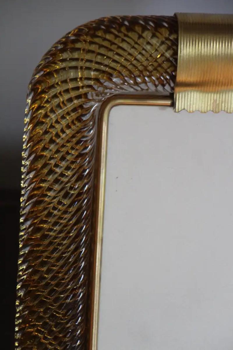 2000's Amber Gold gedreht Murano Glas und Messing Fotorahmen von Barovier e Toso im Angebot 6