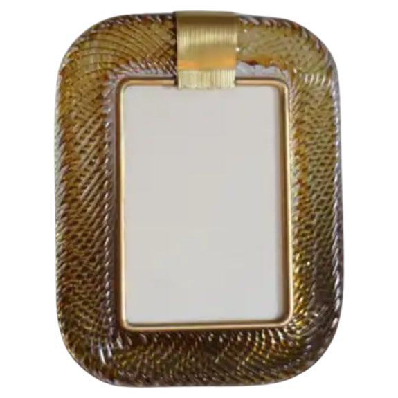 Portafoto in ottone e vetro di Murano ritorto color oro ambrato del 2000 di Barovier&Toso