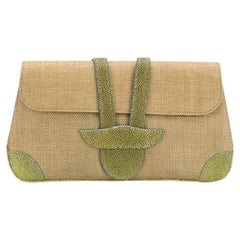 2000s A.N.G.E.L.O. Vintage Cult raffia clutch with lizard skin panels