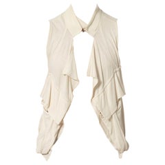 2000S ANN DEMEULEMEESTER Ivory Cotton Jersey Cargo Pocket Draped Top