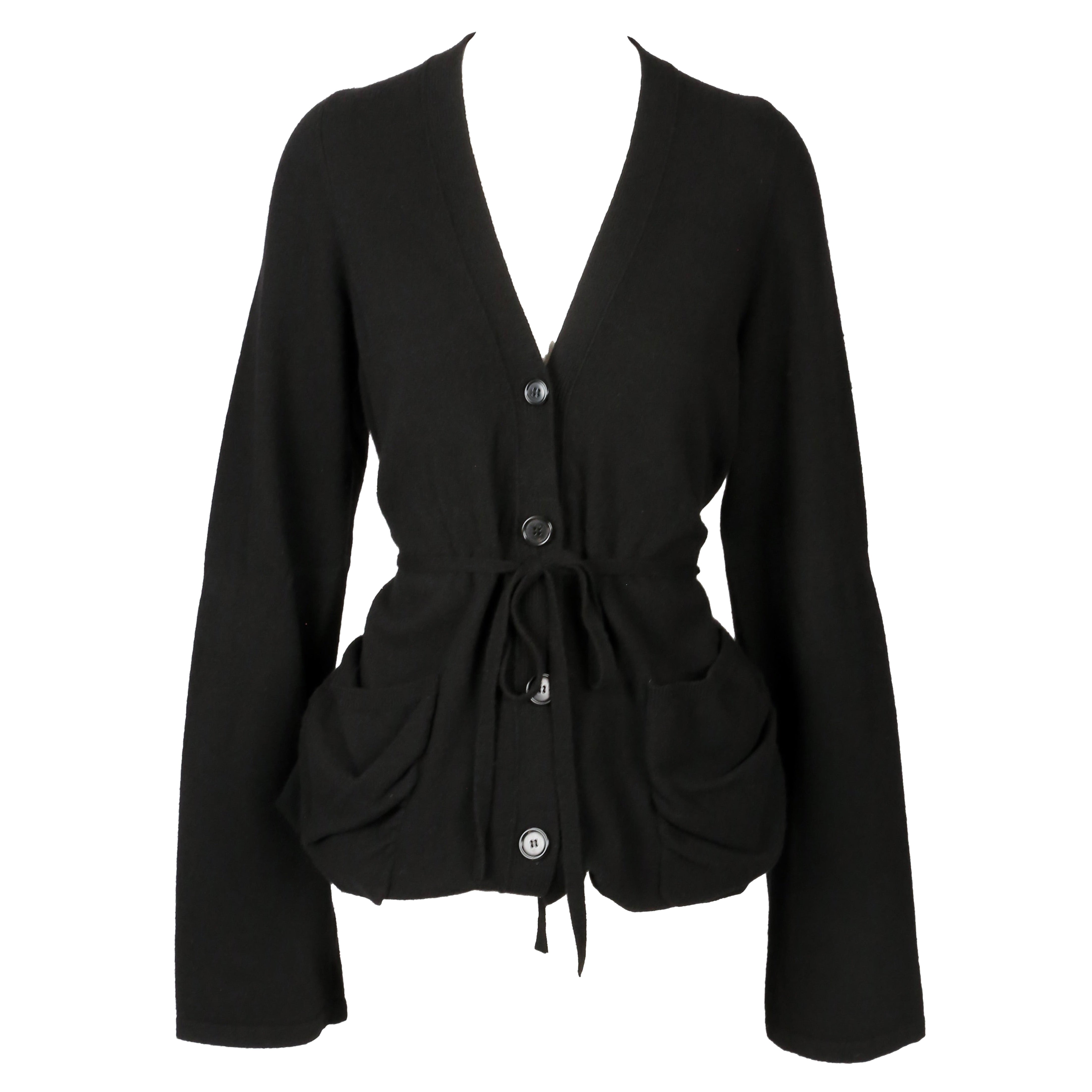 Cárdigan oversize de lana y cachemira negro de ANN DEMEULEMEESTER de los años 2000