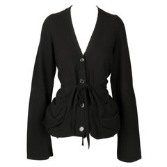 2000's ANN DEMEULEMEESTER oversized black wool cashmere cardigan sweater