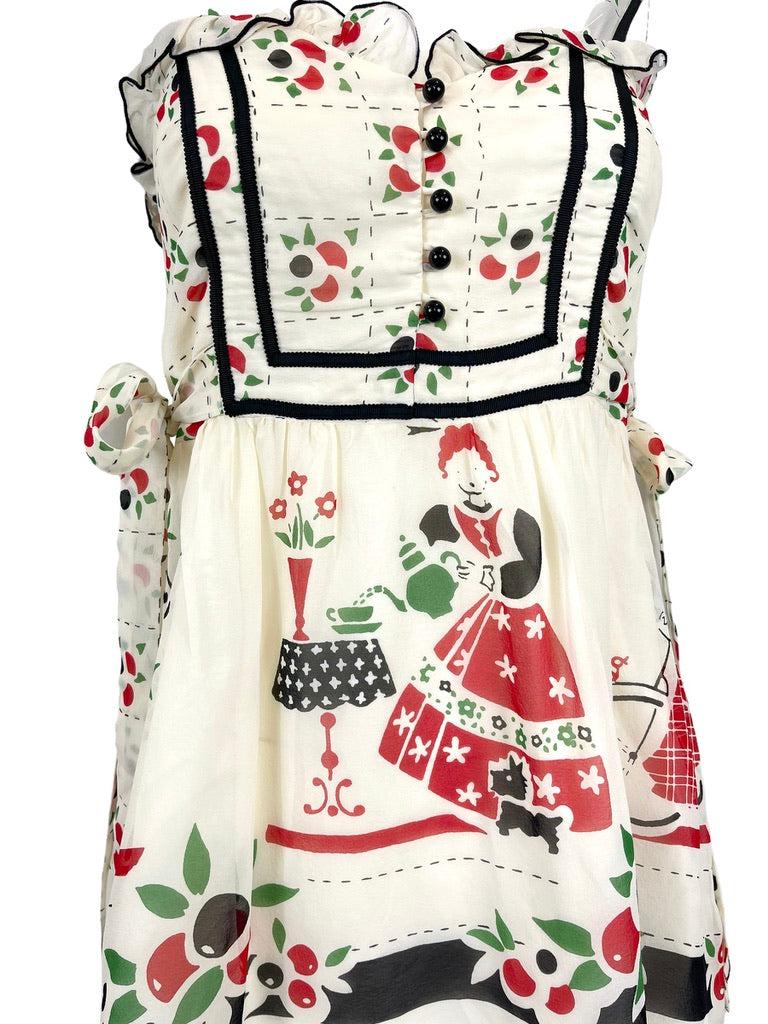 2000s Anna Sui Silk micro mini dress with floral print In Excellent Condition In Austin, TX