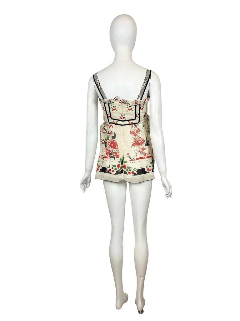 Women's 2000s Anna Sui Silk micro mini dress with floral print