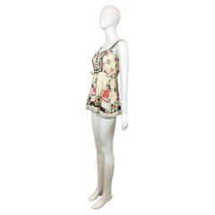 2000s Anna Sui Silk micro mini dress with floral print