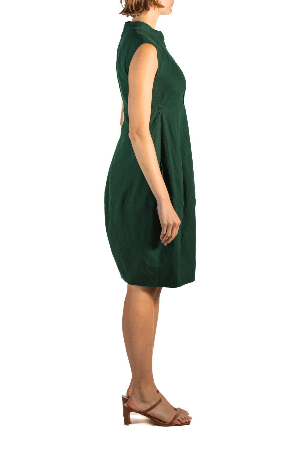 Black 2000S Aquilano Rimondi Dark Hunter Green Wool Dress For Sale