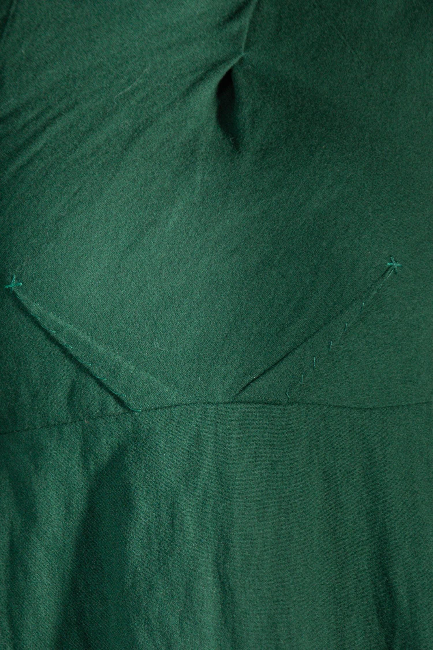 2000S Aquilano Rimondi Dark Hunter Green Wool Dress For Sale 4