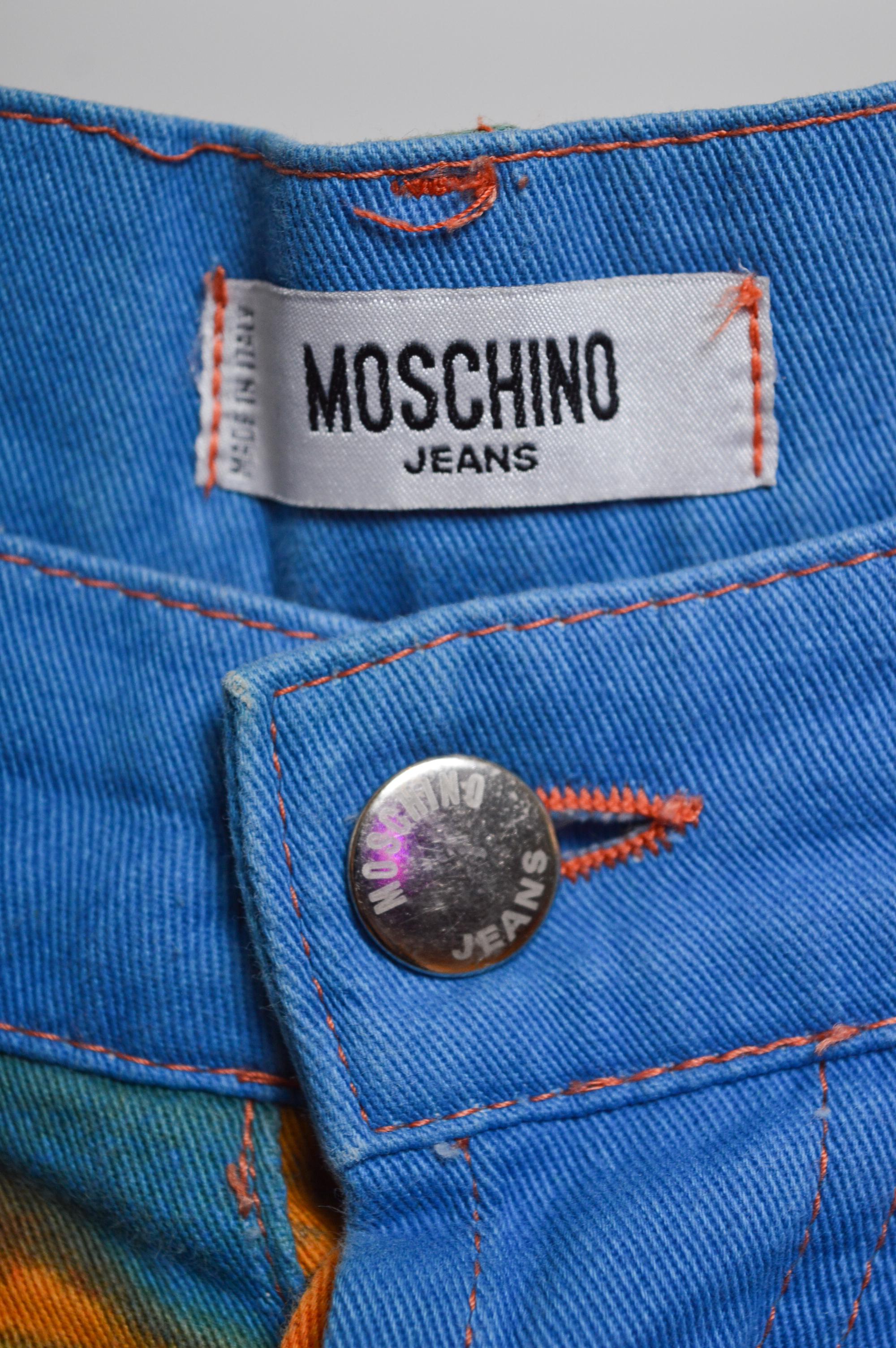 2000's Archive Moschino Sunset Pattern Bunt gemustert Ibiza Jeans - Hose im Angebot 6