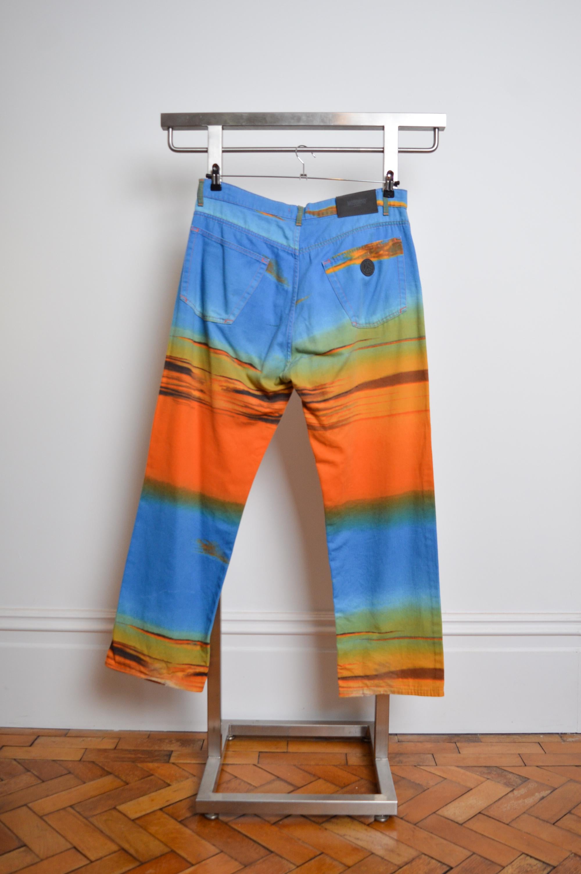 2000's Archive Moschino Sunset Pattern Bunt gemustert Ibiza Jeans - Hose im Angebot 7