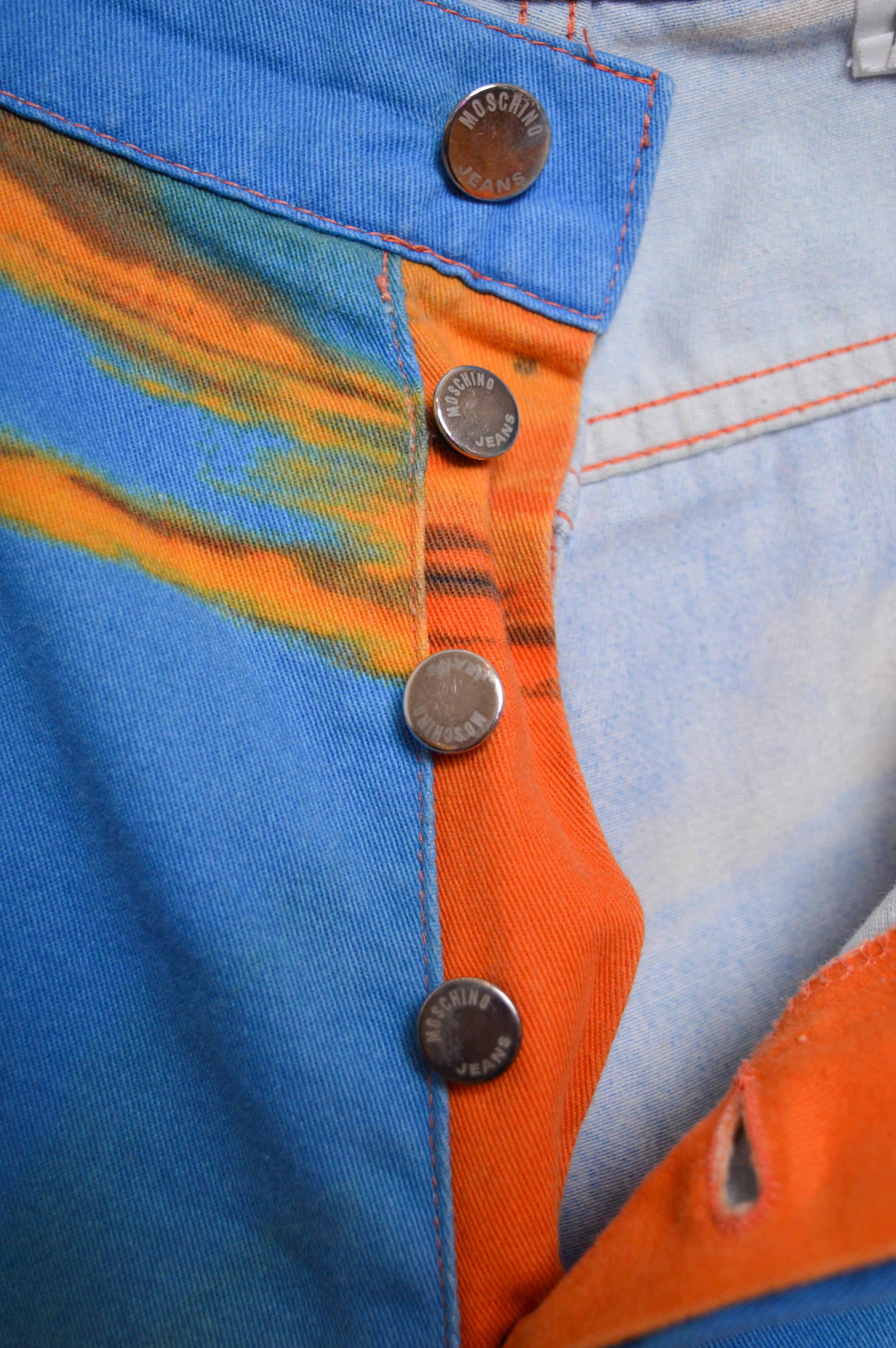 2000's Archive Moschino Sunset Pattern Bunt gemustert Ibiza Jeans - Hose Herren im Angebot