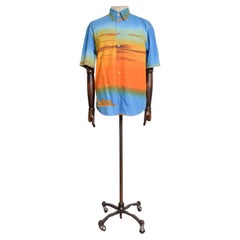 2000's Archive MOSCHINO Sonnenuntergang Druck bunte Sommer Ibiza Muster Shirt
