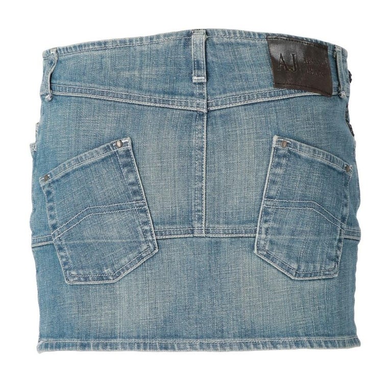 2000s Armani Jeans cotton blend denim mini skirt at 1stDibs