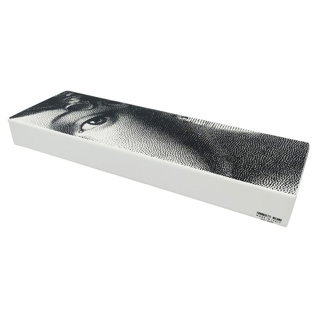 2000s Astonishing Black and White Fornasetti Box signed Fornasetti. Made in Ital