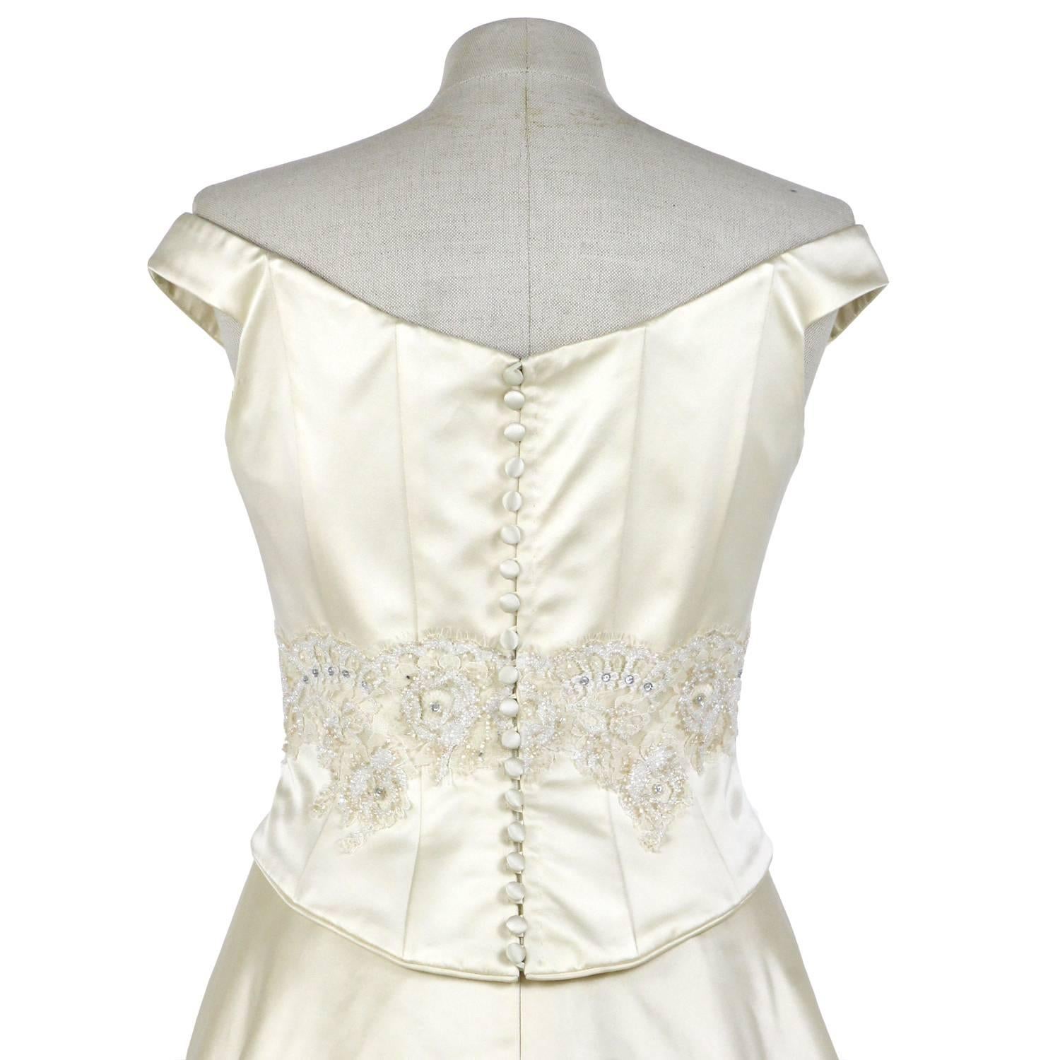 Women's 2000s Atelier Aimée Ivory White Vintage Two-piece Wedding Dress