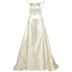 2000er Atelier Aimée Elfenbein Weiß Vintage Zweiteiliges Hochzeitskleid