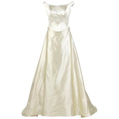 Atelier Aimée anni 2000, abito da sposa vintage a due pezzi bianco avorio