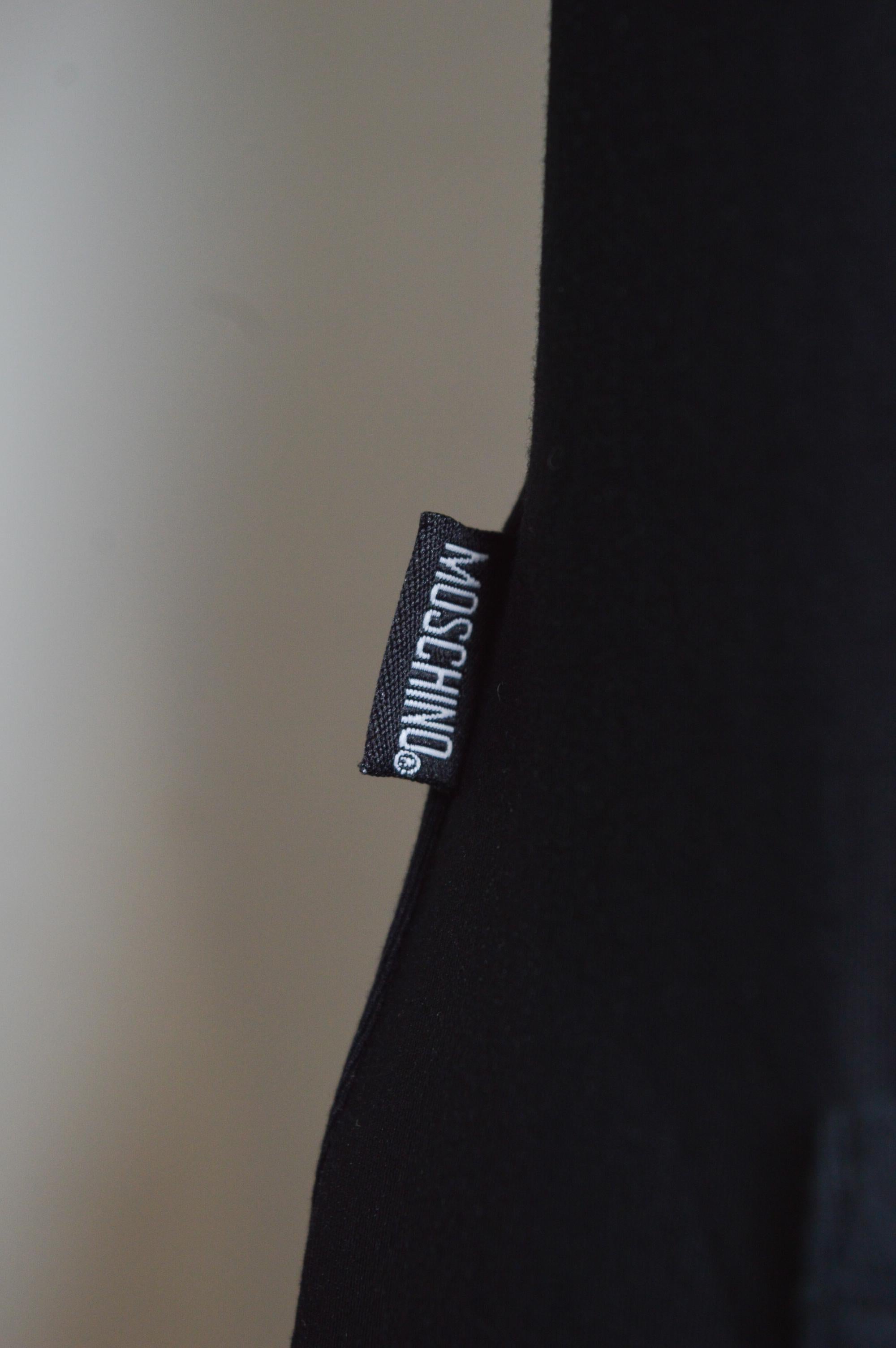 2000s Avant Guard Moschino Schwarzes langärmeliges Maxikleid mit Kleidungsapplikationen im Angebot 7