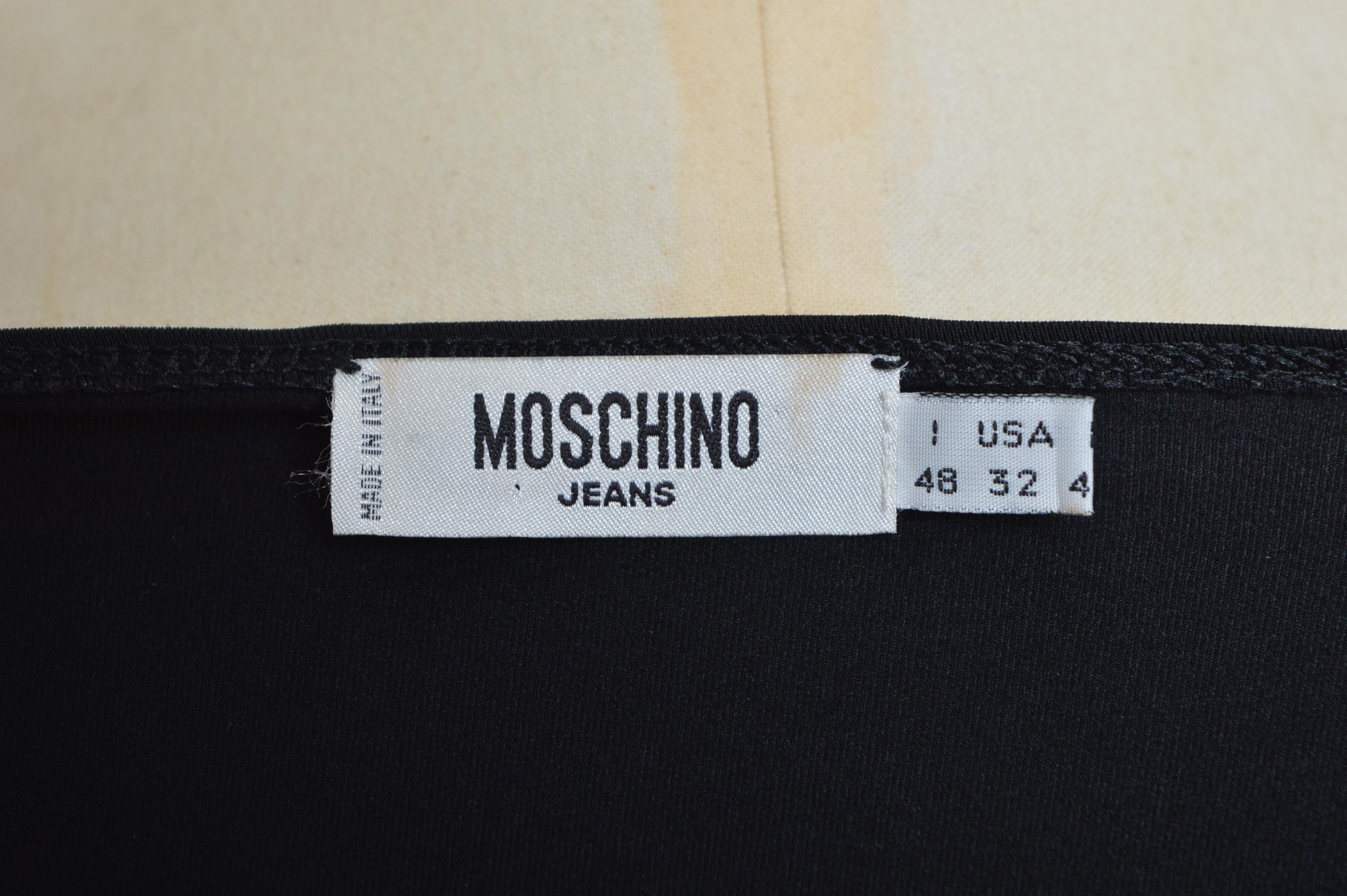 2000s Avant Guard Moschino Schwarzes langärmeliges Maxikleid mit Kleidungsapplikationen Damen im Angebot