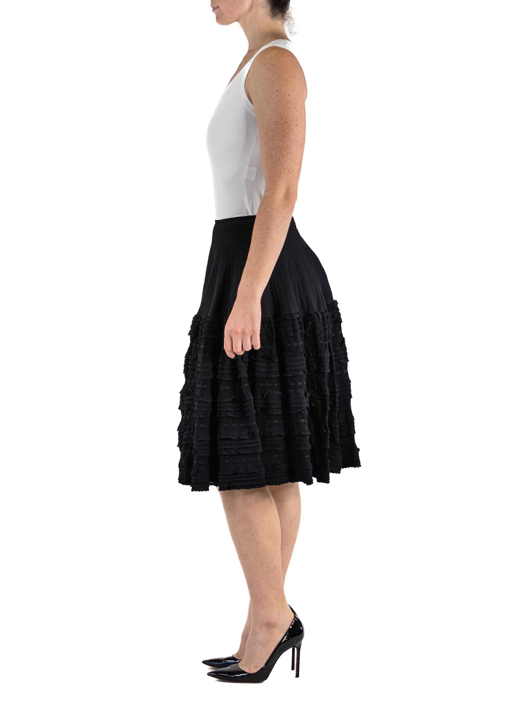 Tagged Size Large 2000S AZZEDINE ALAIA Black White Rayon Blend Crotchet Knit A Line Skirt And Tank Top Ensemble 