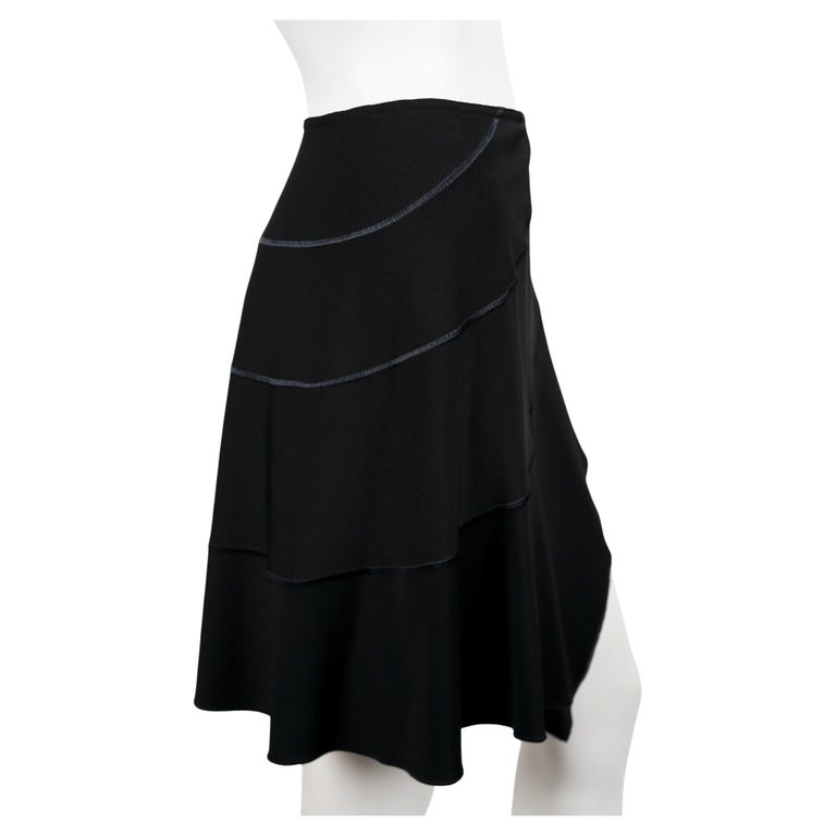 2000's AZZEDINE ALAIA black wrap skirt with asymmetrical hemline For