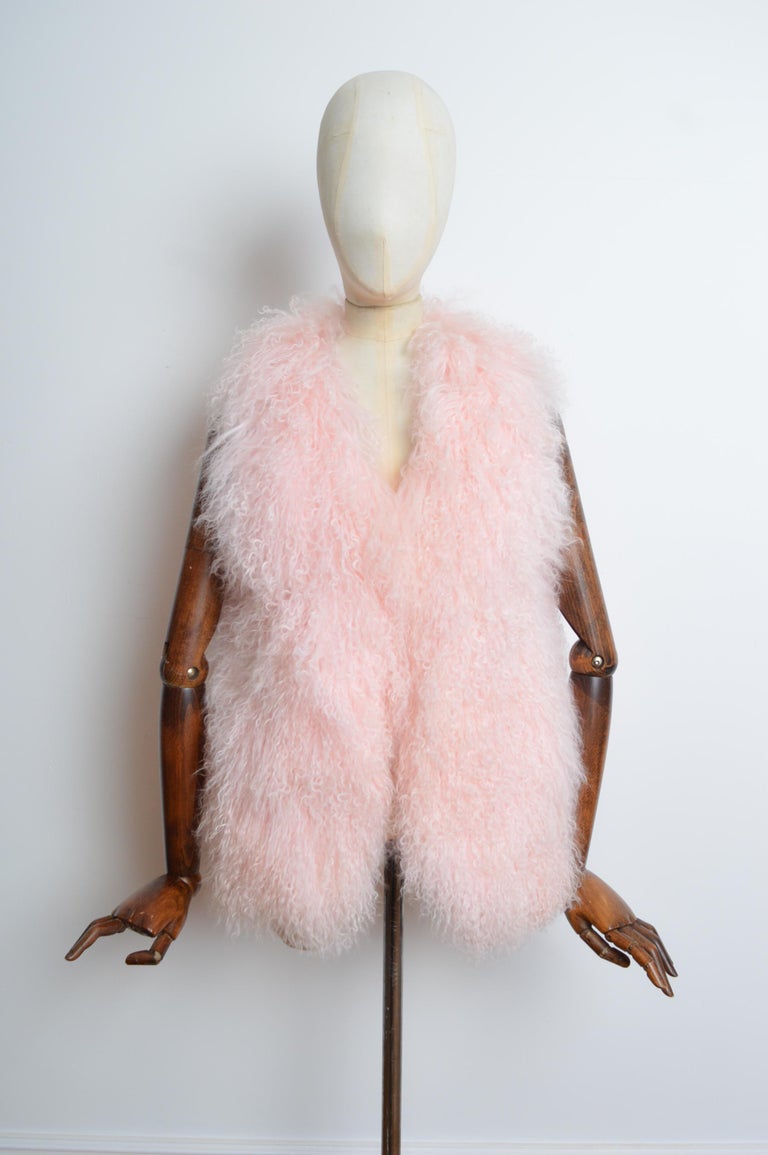 Furry Vest Baby Pink Fur Gilet 2000's Baby Pink Mongolian Lamb