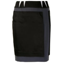 2000s Balenciaga black mini skirt with grey and white inserts
