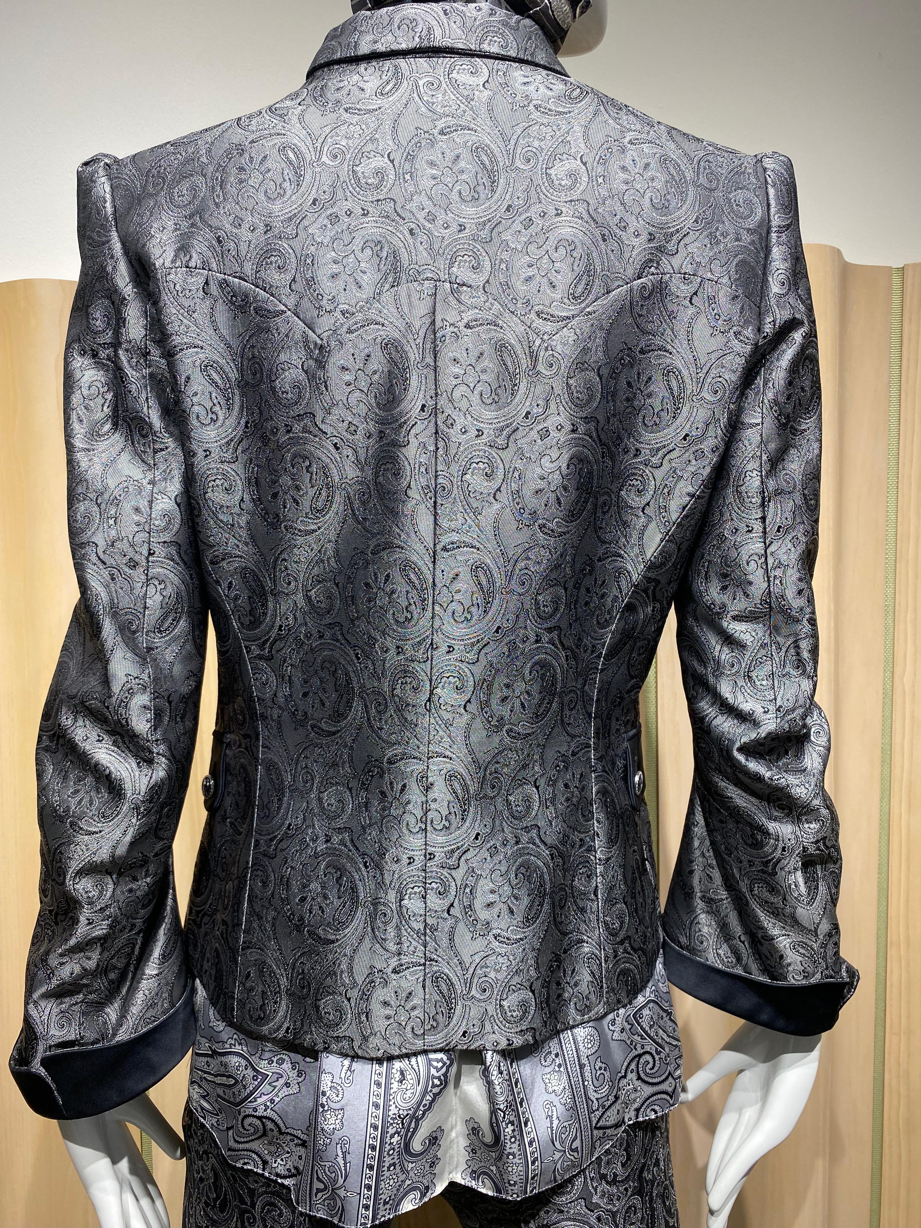 Black 2000s Balenciaga Paisley Print  Three piece Suit by Nicolas Ghesquière For Sale