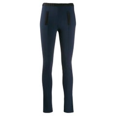 Pantalon droit vintage Balenciaga en laine vierge bleue avec détails noirs (années 2000)