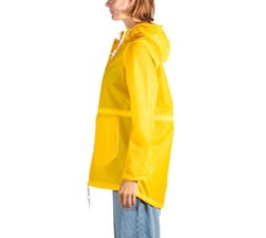 2000S Barneys Yellow Drawstring Waist Rain Coat With Hood
