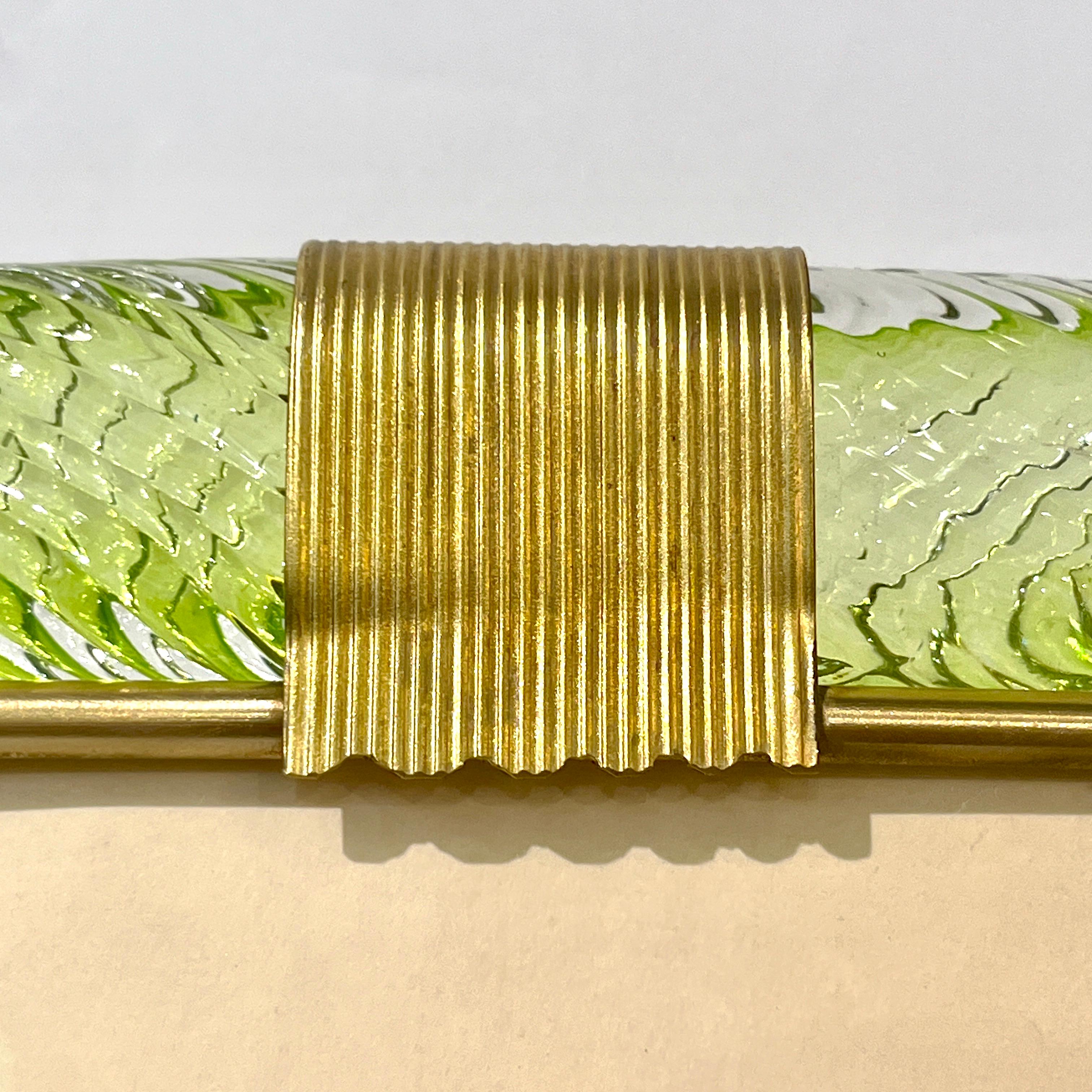 2000er Barovier Toso Italienischer Smaragdgrüner Murano Glas und Messing Bilderrahmen im Angebot 3