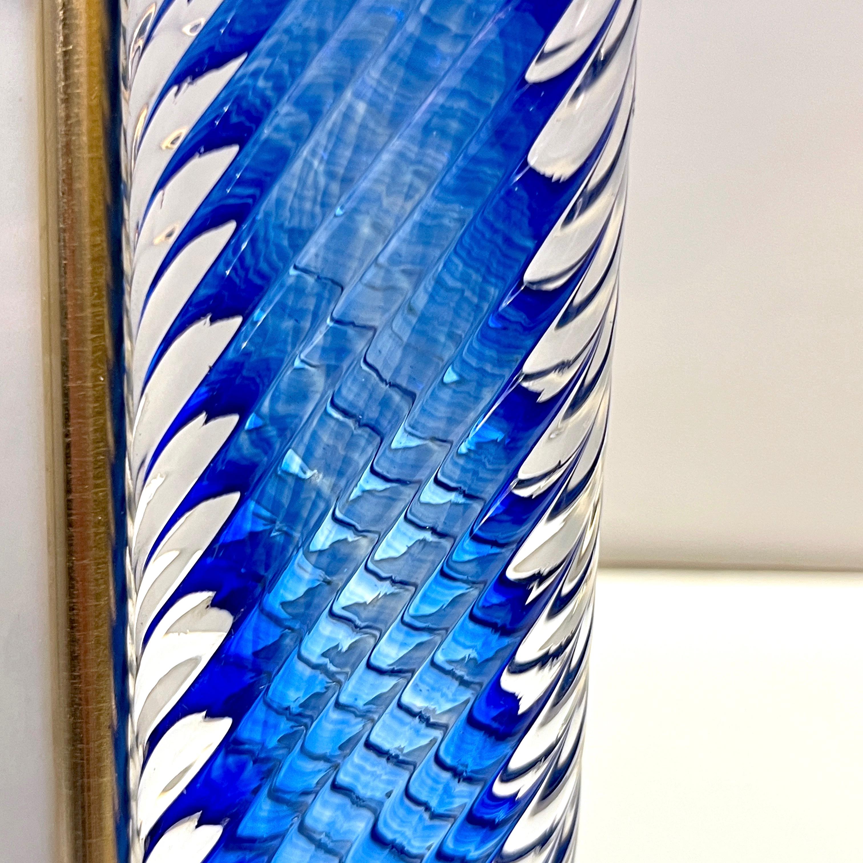 2000er Jahre Barovier Toso Italienisch Königsblau verdreht Murano Glas Messing Bilderrahmen im Angebot 5