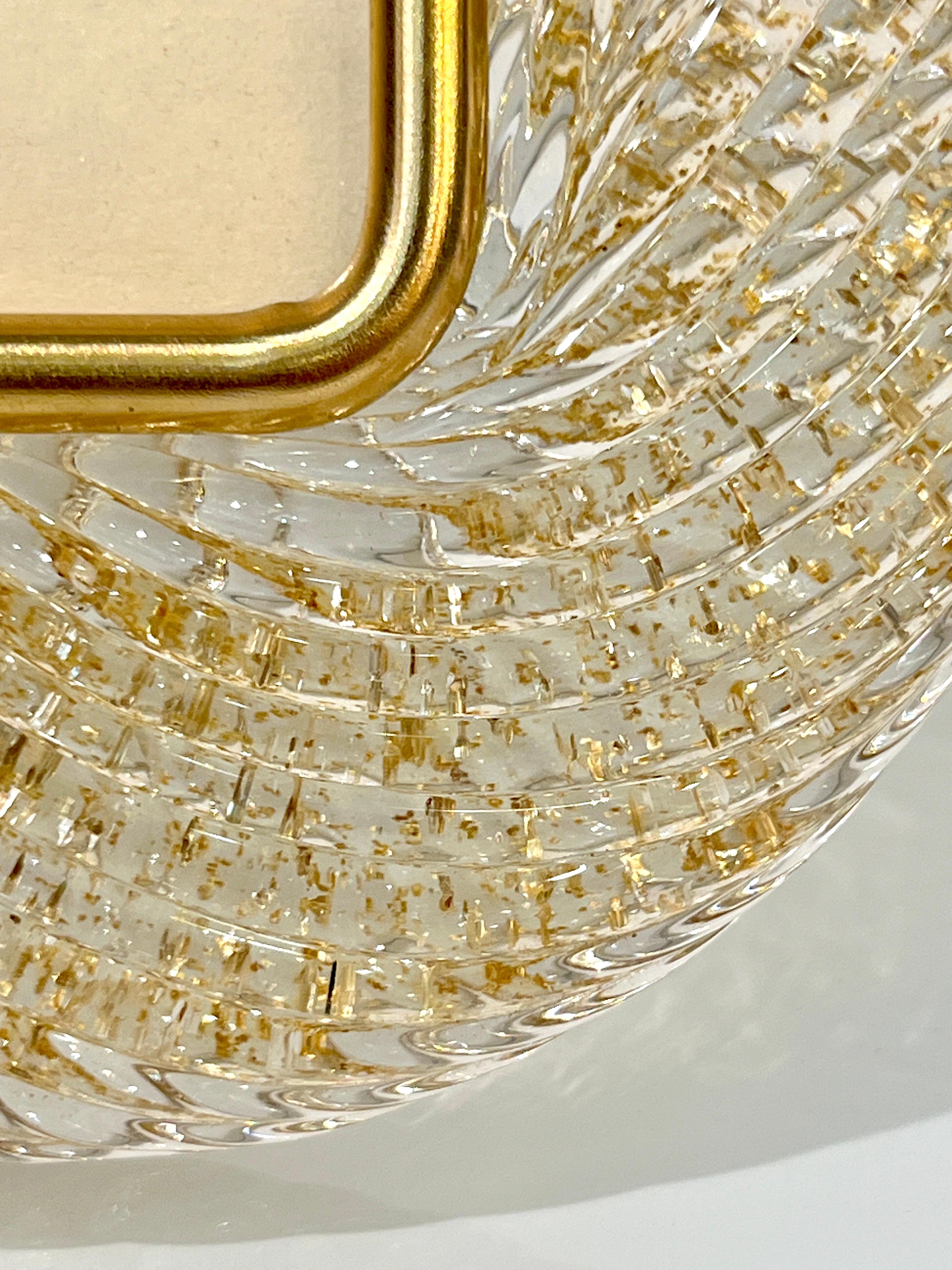 2000s Barovier Toso Italian Twisted Gold Leaf Murano Glass Brass Picture Frame For Sale 4
