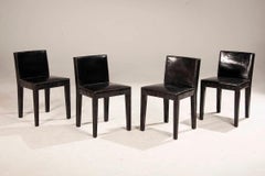 2000s Baxter Sillas de cuero negro - Juego de 4