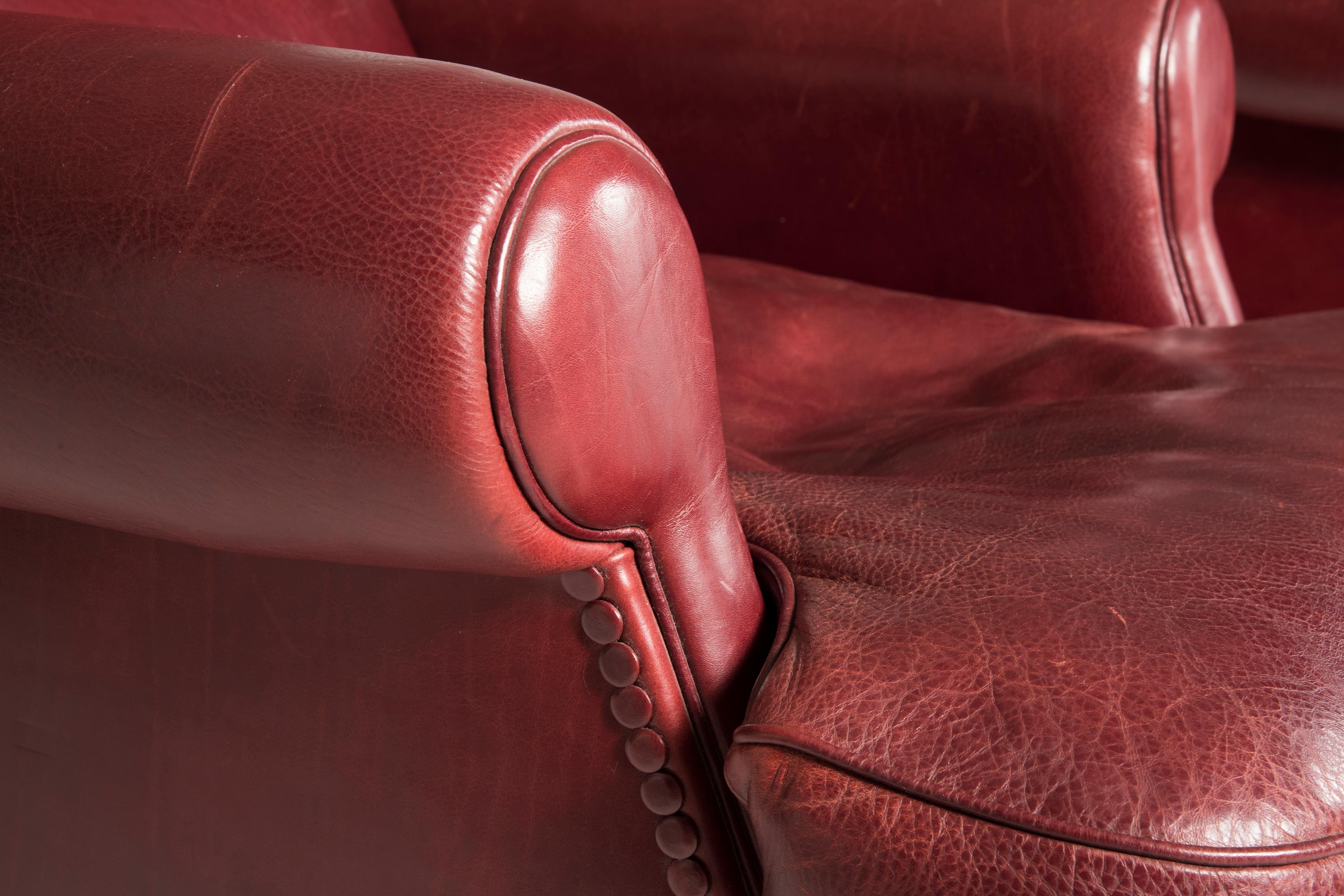 Leather 2000s Baxter Bordeaux Charlotte Model Armchairs