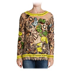 2000S Beaded Rayon 
Nylon Lace Oversized Blouse Attributed To Pucci