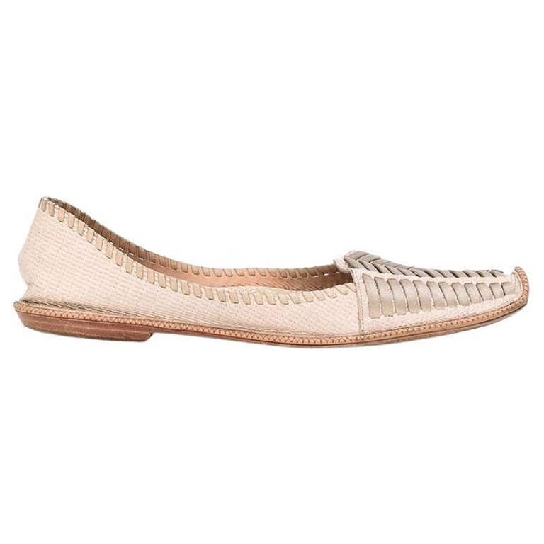 2000s Beige Aladdin Giorgio Armani Vintage flat shoes with golden details  For Sale at 1stDibs