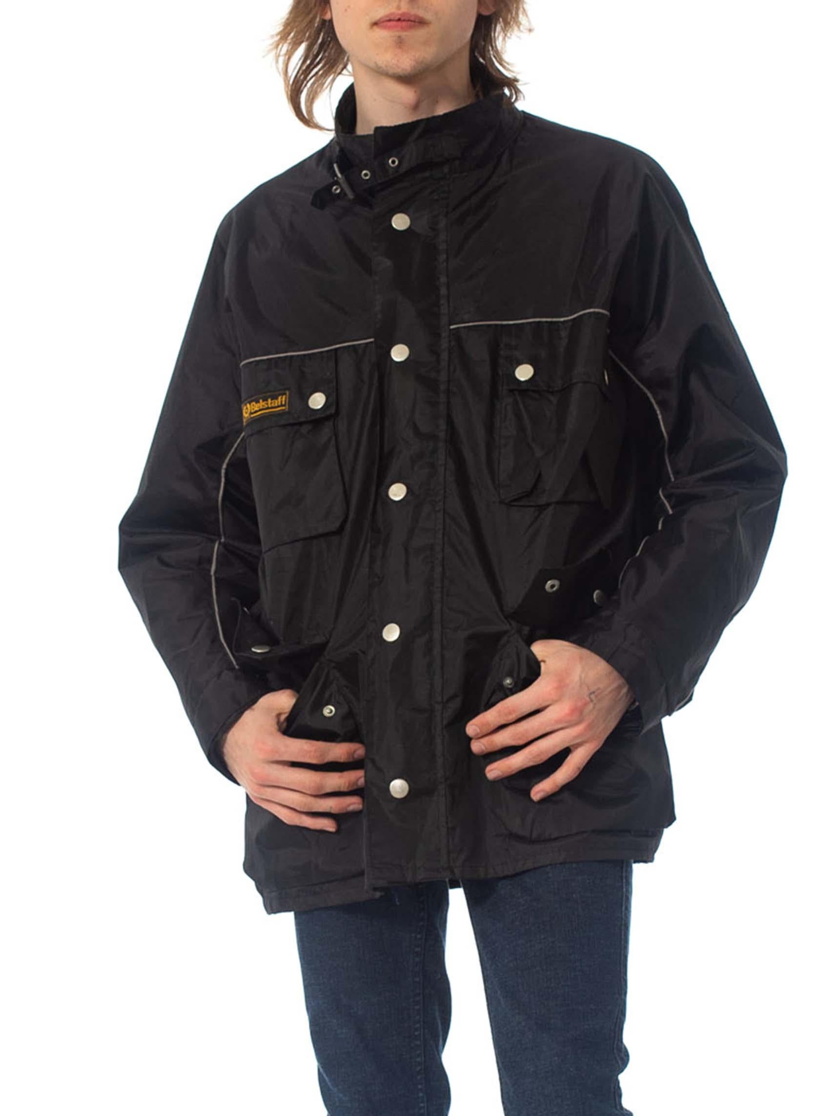 2000S BELSTAFF Black Polyester Men's Motorcycle Jacket With Removable Lining In Excellent Condition In New York, NY