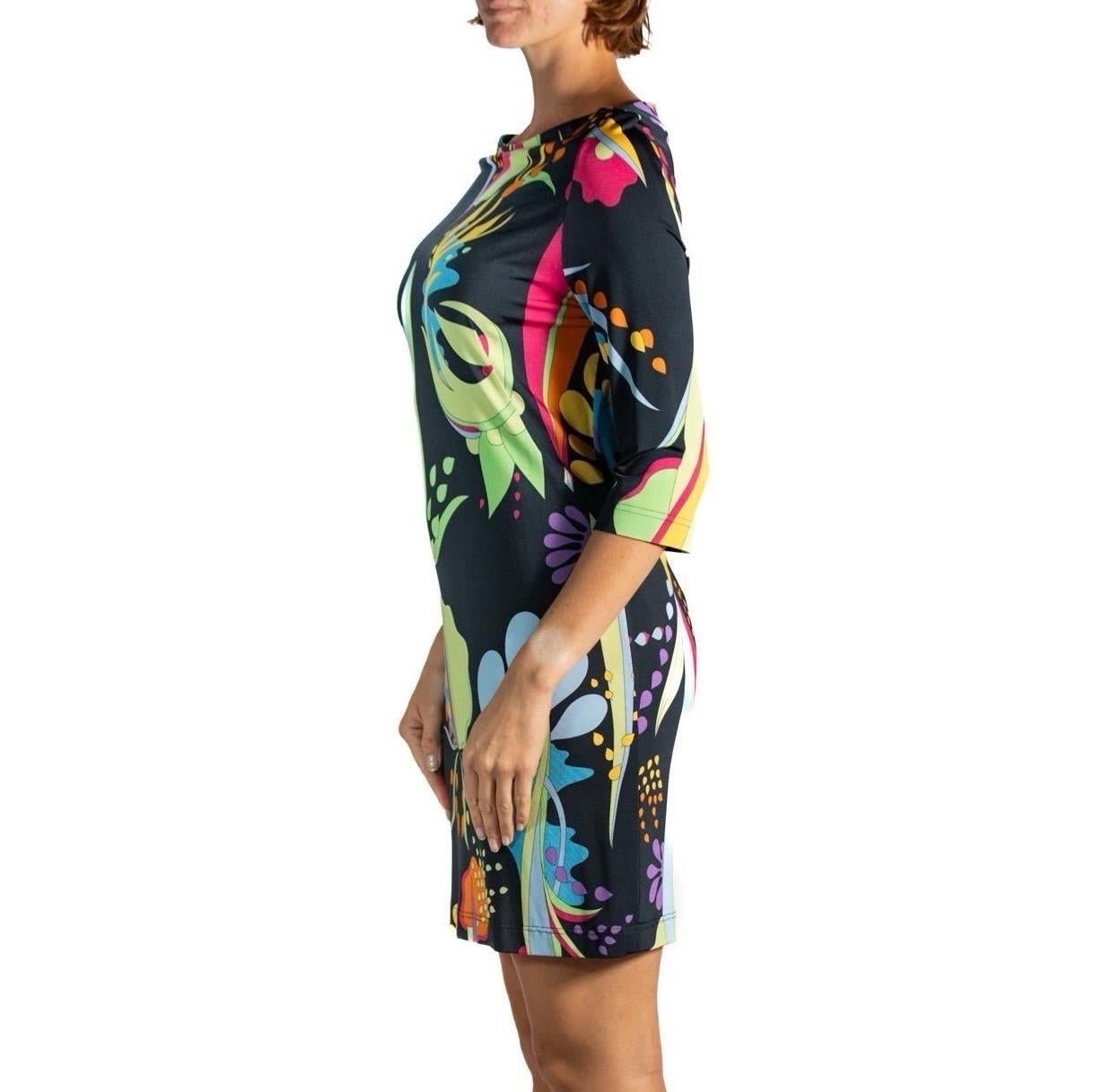 2000S Bessi Vestido de manga larga de punto con estampado floral y mezcla de viscosa Negro en venta