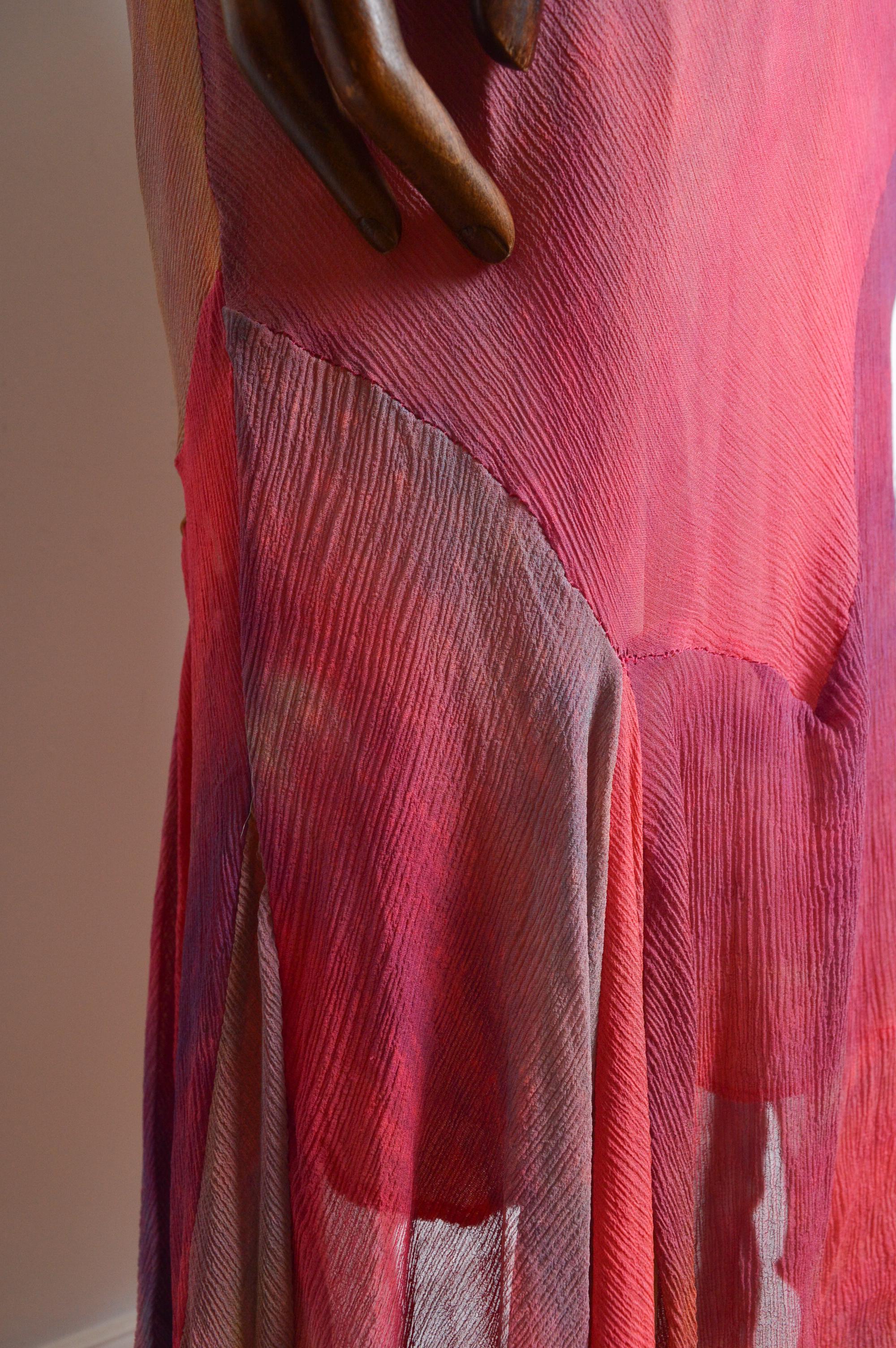 2000’s Bias Cut Silk Hand Painted Feather Embellished Ruffle Evening Dress 3