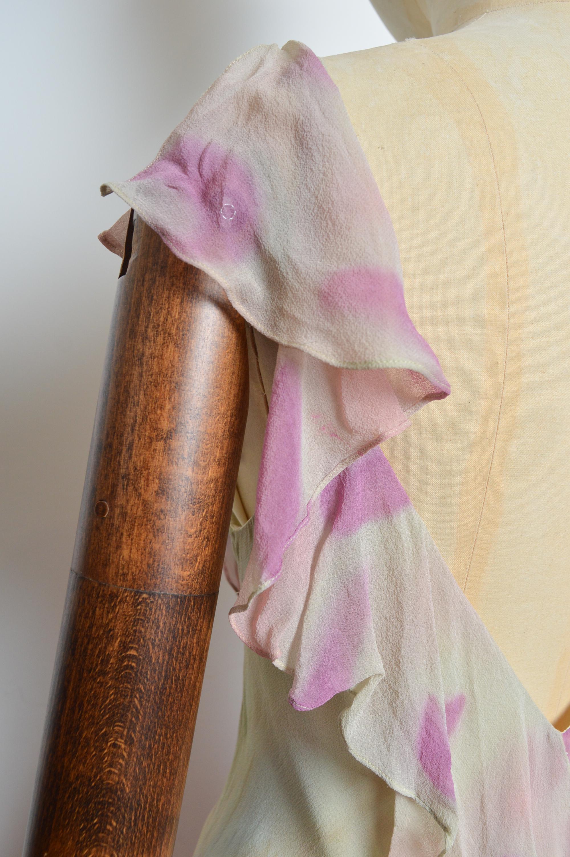 2000’s Bias Cut Silk Ostrich Feather Embellished Ruffle Evening Dress with Shawl 10