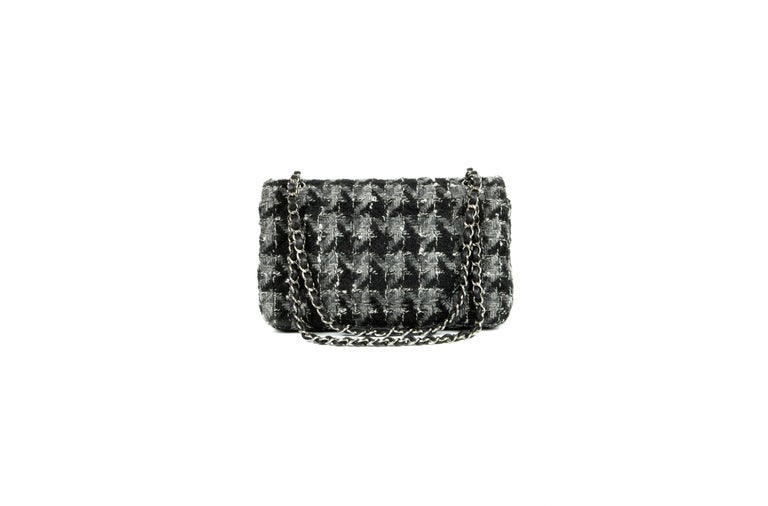 2000's Black And Slate-Grey Wool Double Flap Bag For Sale at 1stDibs
