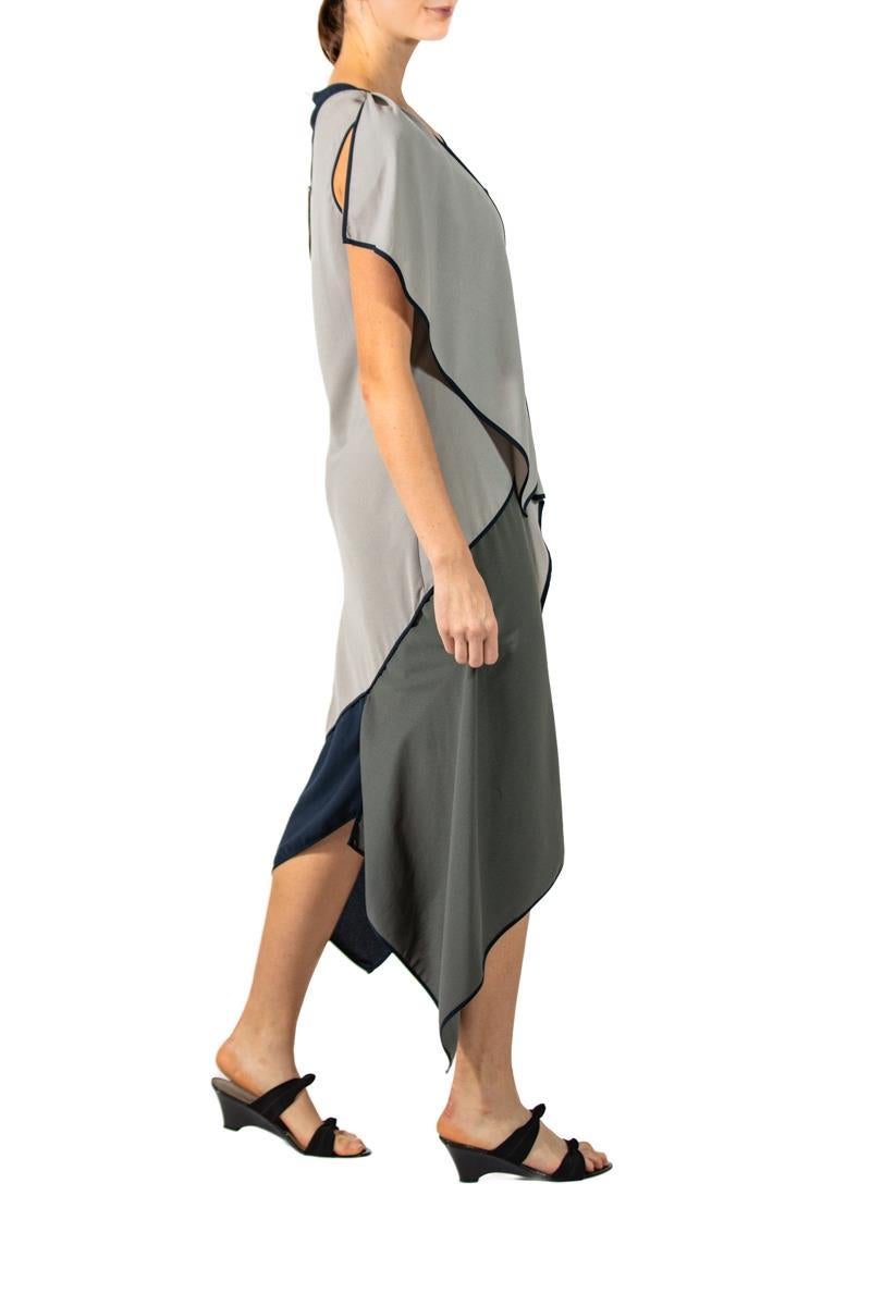 2000S Black & Grey Asymmetrical Polyester Crepe De Chine Limited Edition R For Sale 4