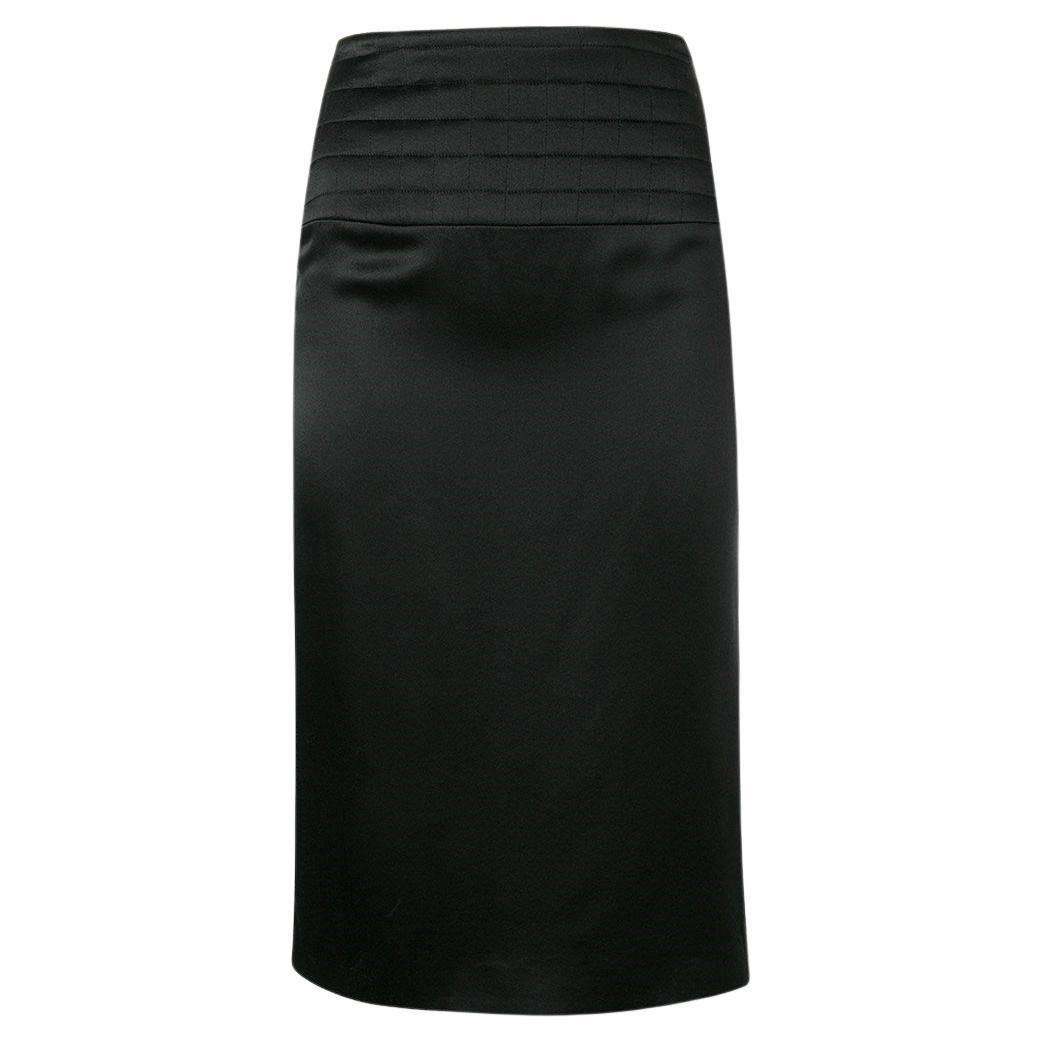 2000s Black silk Chanel Vintage midi skirt For Sale