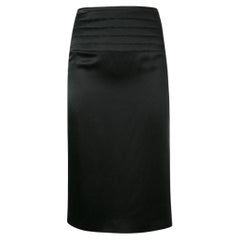 2000s Black silk Chanel Vintage midi skirt