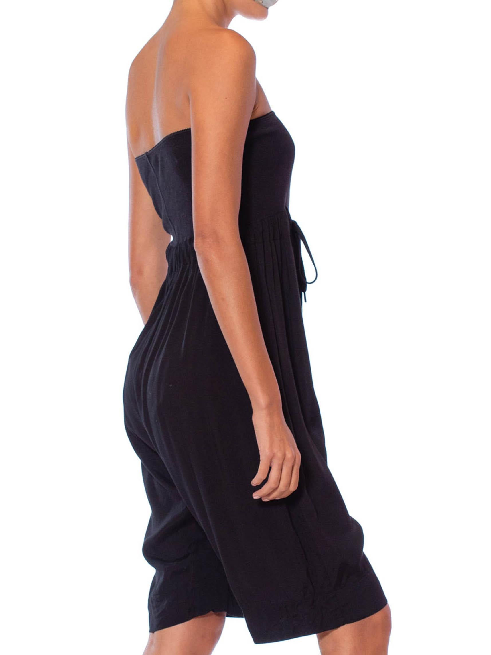 2000S Black Strapless Viscose & Cotton Romper In Excellent Condition For Sale In New York, NY
