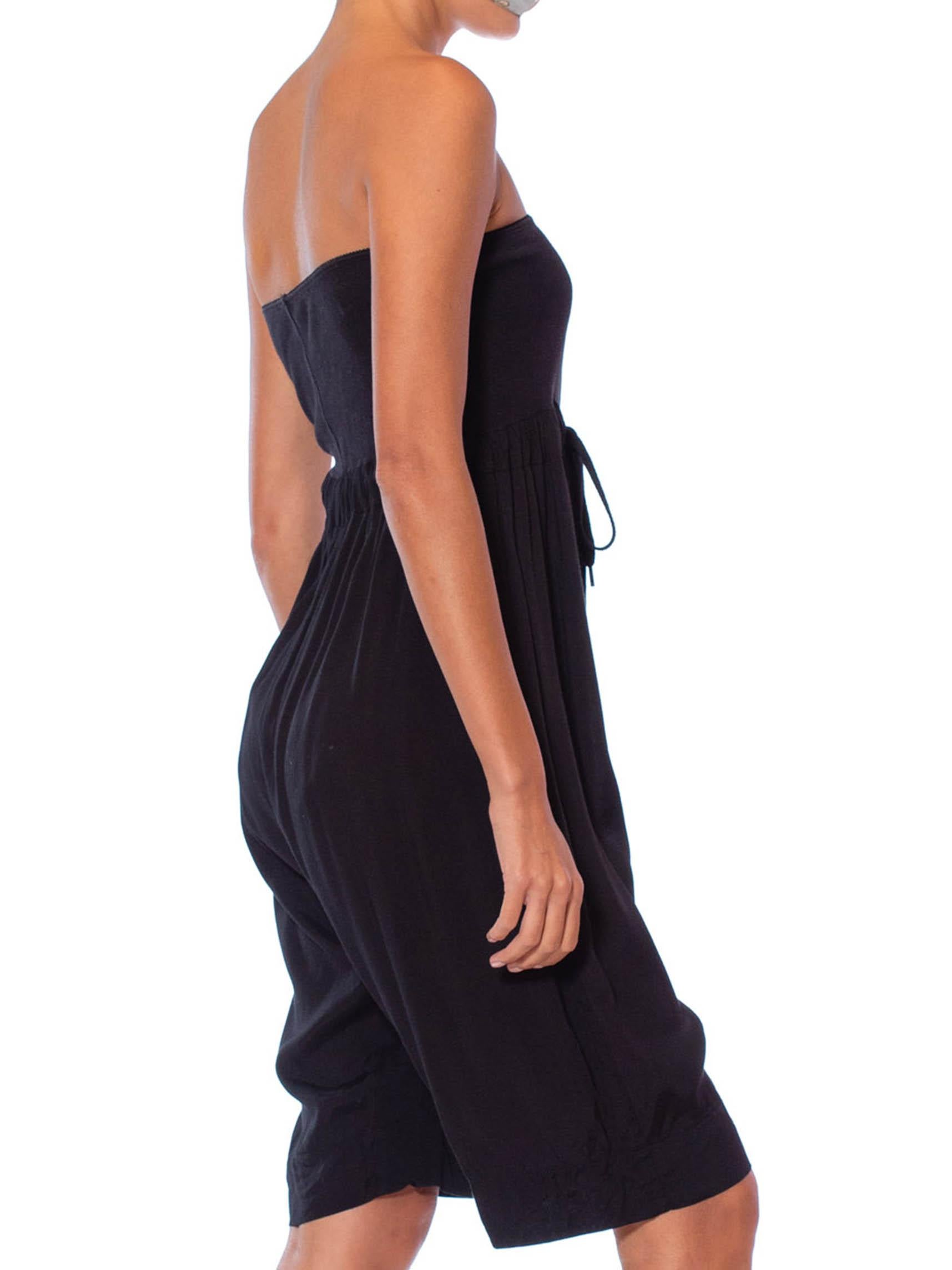2000S Romper nero senza spalline in viscosa e cotone in vendita 1